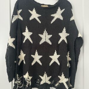 WILDFOX White Label Star Star Distressed Sweater Size Small